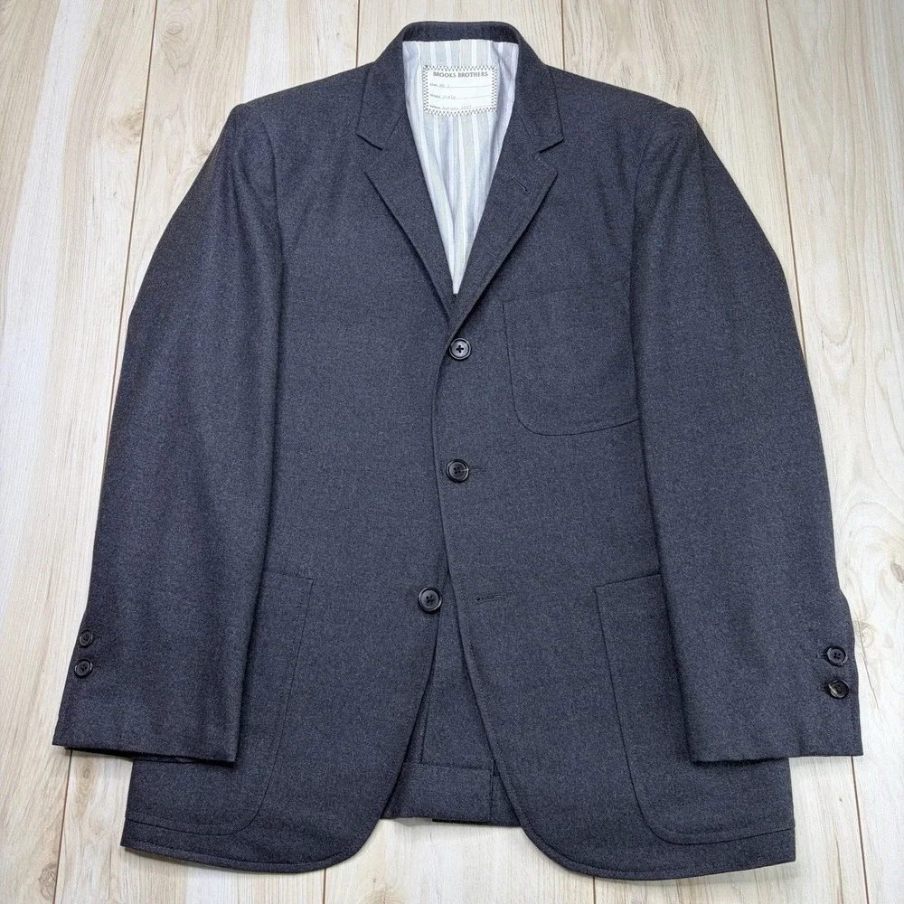 Thom Browne Brooks Brothers Half-Lined Italian Flannel Wool Blazer Mens Size 36S